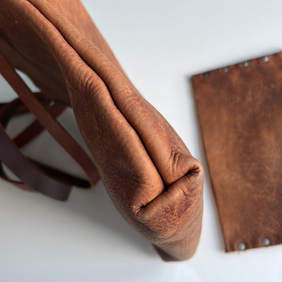 🔥Handmade Leather Tote and pouch Brown - Picture 11 of 17